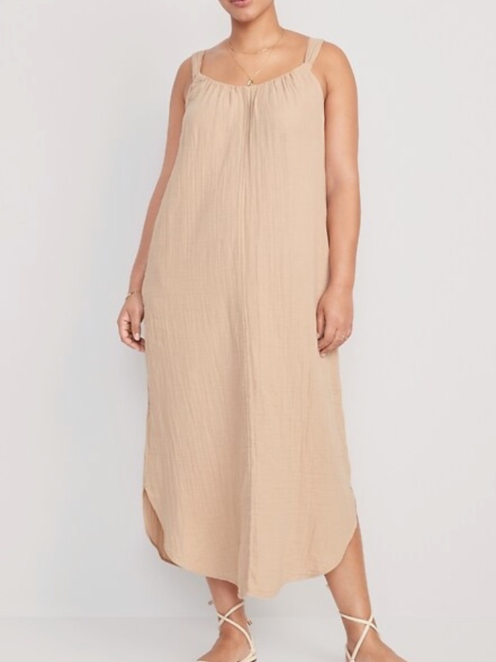 Gauze midi dress in black